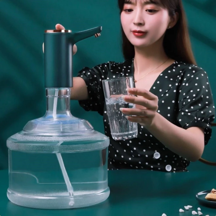 İpek Yıldızı® Retro Model Otomatik Damacana Pompası Aparatı Yeşil Renk Bakır Detaylı