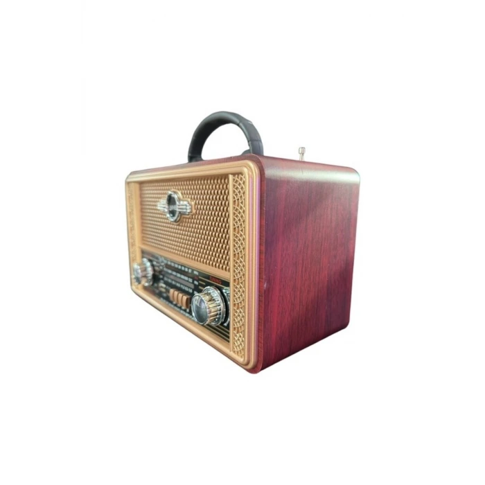 İpek Yıldızı® Retro, Nostaljik, Ahşap Tasarım Bluetooth Hoparlörlü, Şarjlı, Taşınabilir Otantik Tasarımlı FM/AM Destekli Radyo NS8098