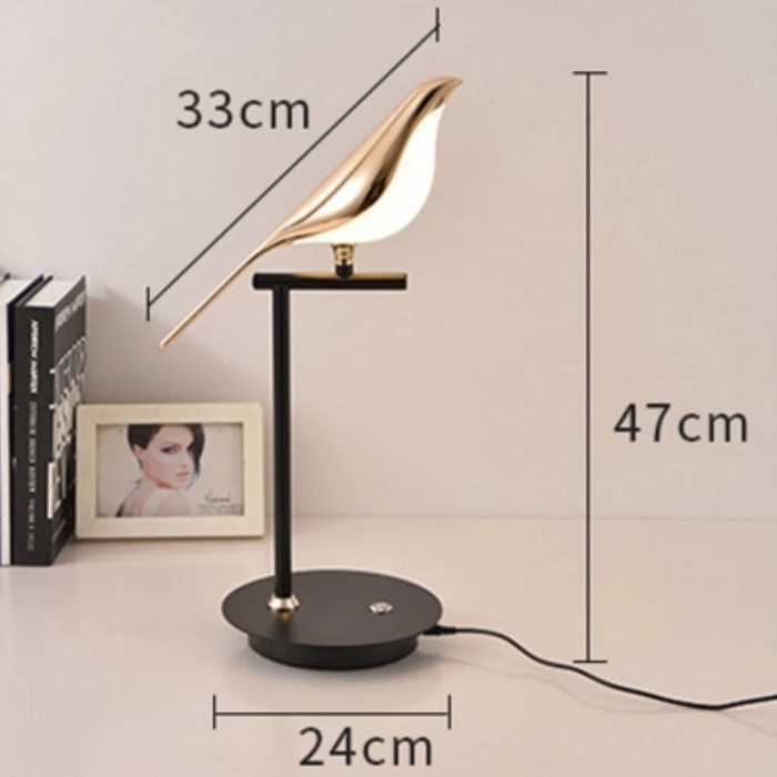 İpek Yıldızı® Saksağan Kuş Modeli Tekli Dokunmatik Aydınlatma Masa Üstü Gece Lambası Göz Korumalı Abajur