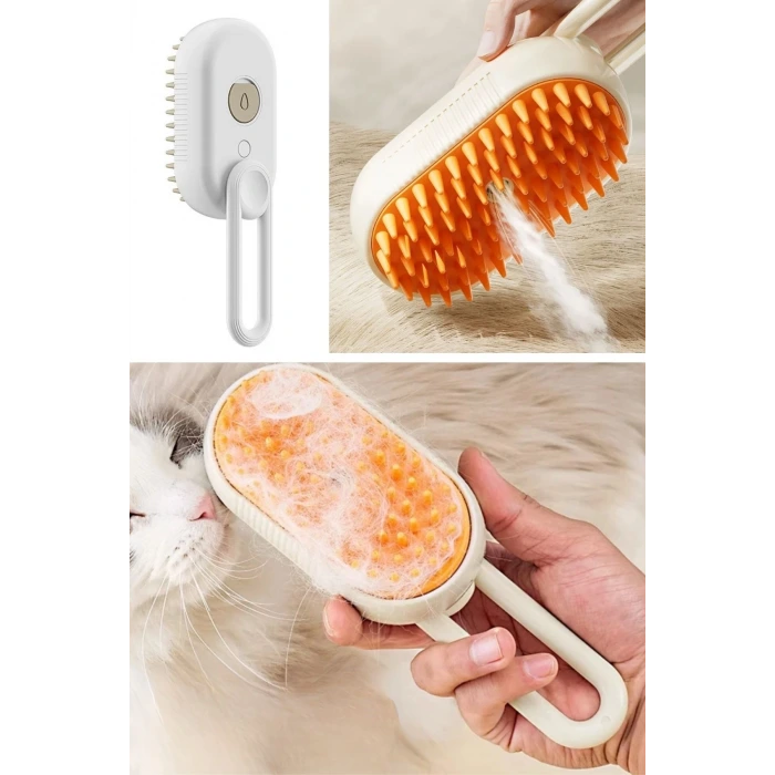 İpek Yıldızı®  Saplı Su Püskürtmeli Kedi Köpek Fırçası Masaj Etkili Tüy Toplama Tarağı