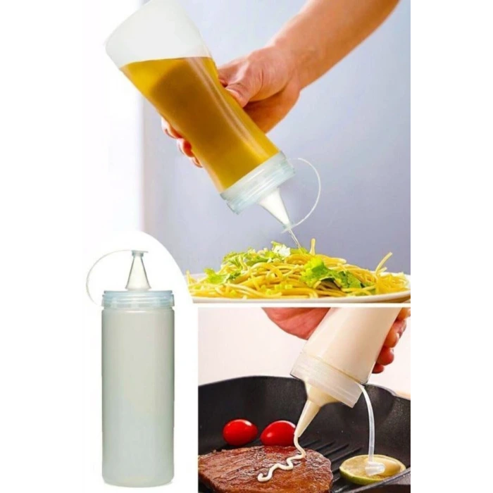 İpek Yıldızı® Şeffaf Kapaklı Sızdırmaz Yağlık Sosluk Şişesi Plastik Yağdanlık 400 ml AP-9028
