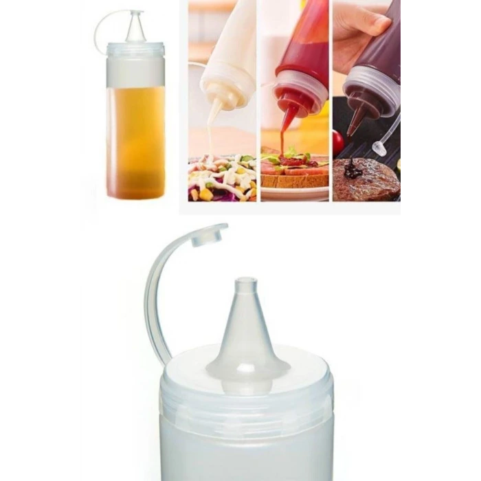 İpek Yıldızı® Şeffaf Kapaklı Sızdırmaz Yağlık Sosluk Şişesi Plastik Yağdanlık 400 ml AP-9028