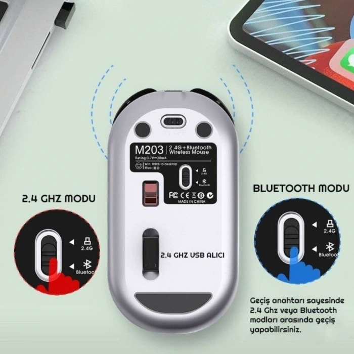 İpek Yıldızı® Sessiz Kablosuz Mouse – Wireless Optik Mouse, Sessiz Tıklama, Ergonomik Tasarım