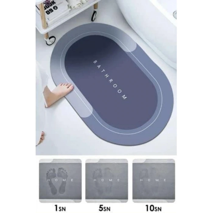 İpek Yıldızı® Sihirli Süper Su Emici Kaymaz Tabanlı Oval Paspas 40*60 cm