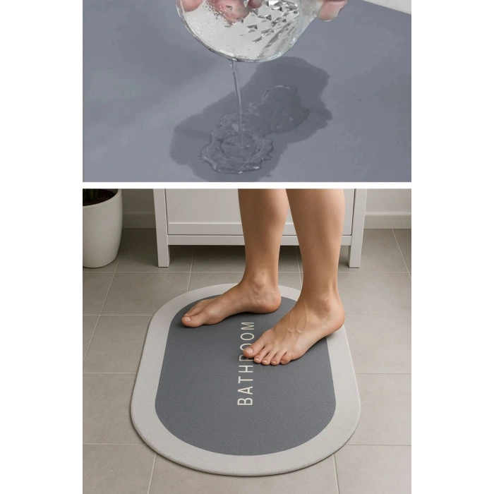 İpek Yıldızı® Sihirli Süper Su Emici Kaymaz Tabanlı Oval Paspas 40*60 cm