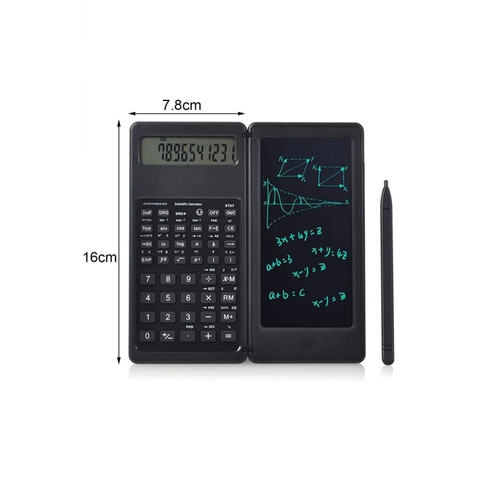 İpek Yıldızı® Silinebilir LCD Yazı Tabletli,Kalemli Katlanabilir Bilimsel Hesap Makinesi