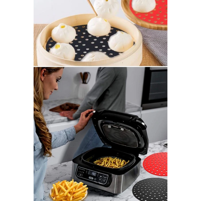 İpek Yıldızı® Siyah Isıya Dayanıklı Yıkanılabilir Silikon Fırın Ve Airfryer Yuvarlak Model Pişirme Matı 20 Cm