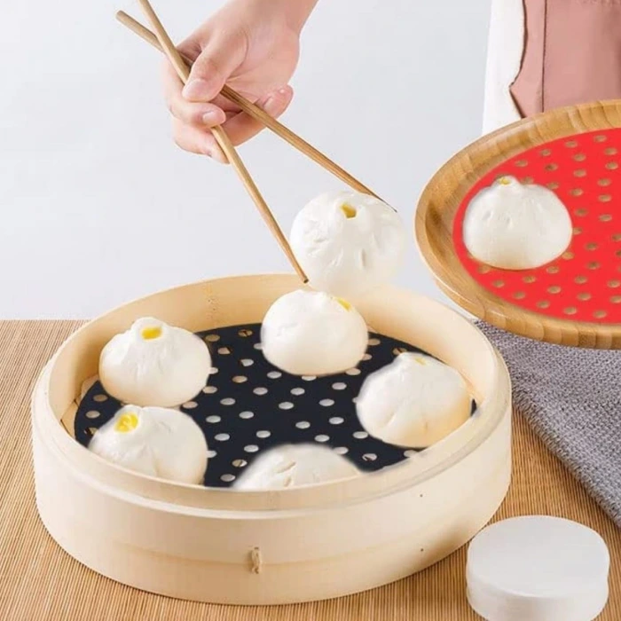 İpek Yıldızı® Siyah Isıya Dayanıklı Yıkanılabilir Silikon Fırın Ve Airfryer Yuvarlak Model Pişirme Matı 23 Cm