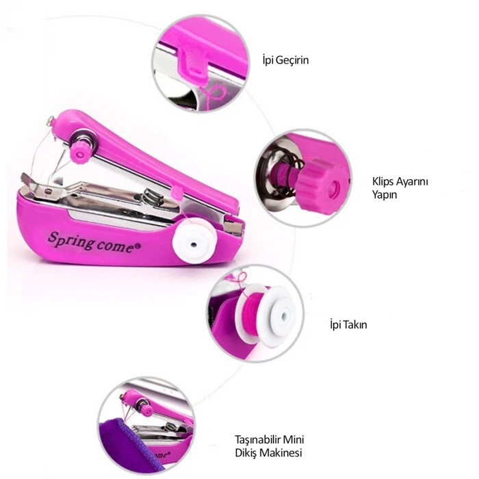 İpek Yıldızı® Spring Come Mini Kolay Seyehat ve Ev Tipi El Dikiş Dikme Makinası