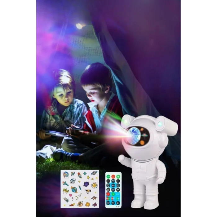 İpek Yıldızı® Stickerlı ,Kumandalı ASTRONOT Model Gece Lambası