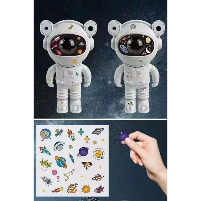 İpek Yıldızı® Stickerlı ,Kumandalı ASTRONOT Model Gece Lambası
