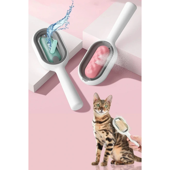 İpek Yıldızı® Su Hazneli Kedi ve Köpek Tüyü Toplamama Fırçası Su Hazneli Pet Tarağı