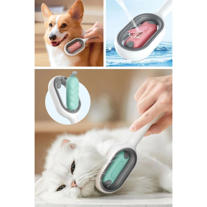 İpek Yıldızı® Su Hazneli Kedi ve Köpek Tüyü Toplamama Fırçası Su Hazneli Pet Tarağı