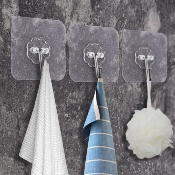 İpek Yıldızı® Süper Güçlü Yapışkanlı Suya Dayanıklı Şeffaf Askı 5li Set Yeniden Kullanılabilir Kancalar