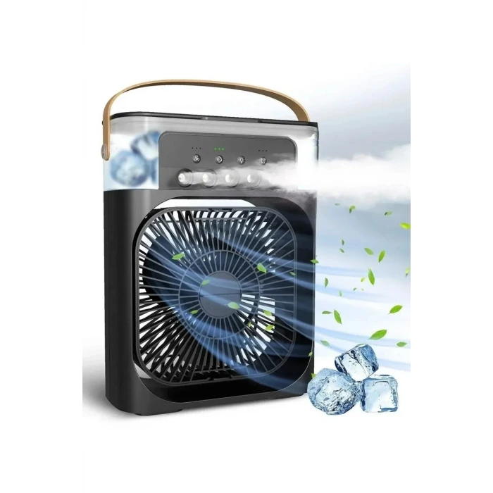 İpek Yıldızı® Taşınabilir 3 Farklı Mod Ayarlı 7 Farklı Led Işıklı Sulu Soğutmalı Taşınabilir Masaüstü USB Fan Vantilatör