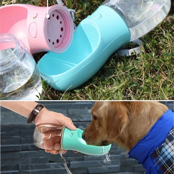 İpek Yıldızı® Taşınabilir Evcil Hayvan Suluğu Seyahat Kabı Kilitlenebilen Su Sızdırmaz Kap 350 ml