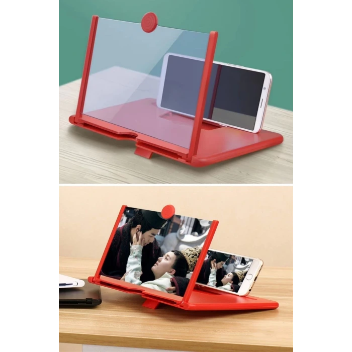 İpek Yıldızı® Telefon ve Tablet Ekran Büyütücü Aparat Kırmızı