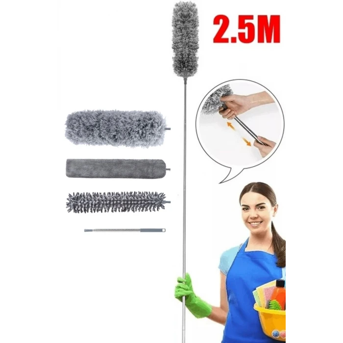 İpek Yıldızı® Teleskopik 3lü Mop Toz Alma Püskülü Çok Fonksiyonlu Temizlik Seti