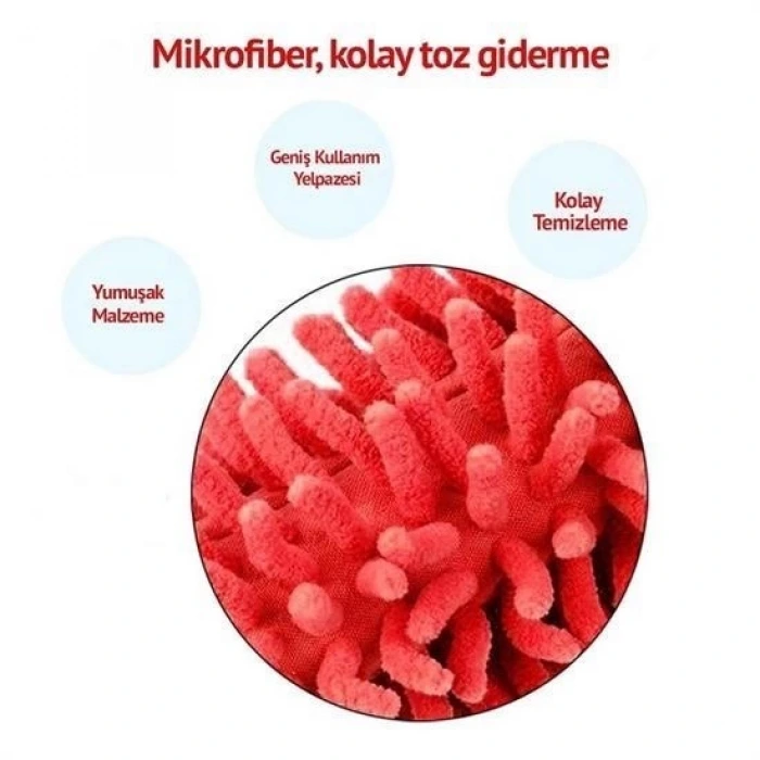 İpek Yıldızı® Teleskopik Mikrofiber Pratik Uzayabilen Toz Alma Fırçası Aparatı