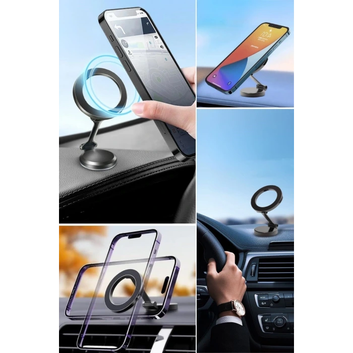 İpek Yıldızı® Tüm Telefonlarla Uyumlu Manyetik Araç Telefonu Tutacağı Katlanır 360 Derece Dönen Telefon Standı