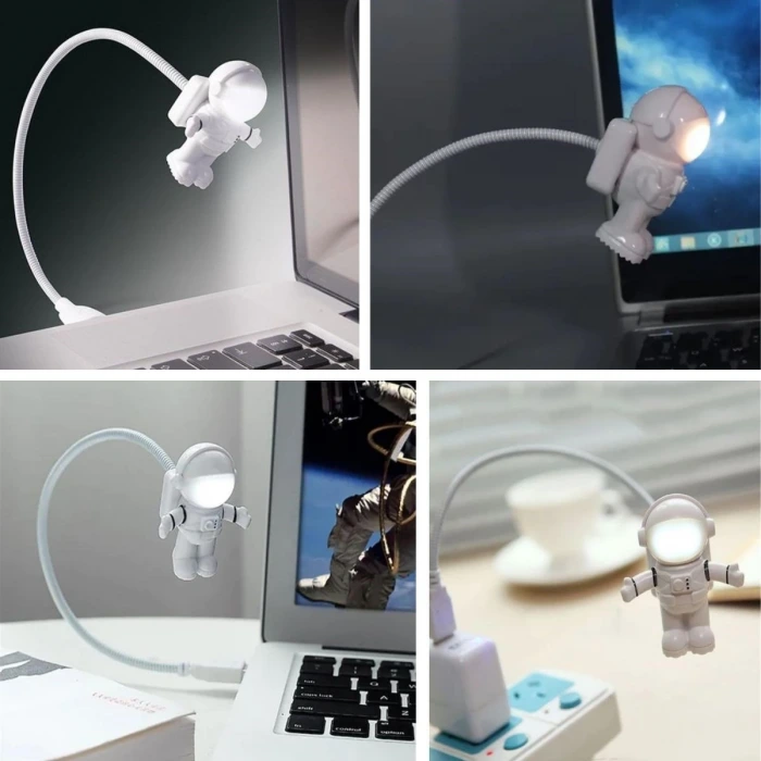İpek Yıldızı® USB Astronot Gece Lambası, Masa Lambası, Kitap Okuma Lambası Işığı