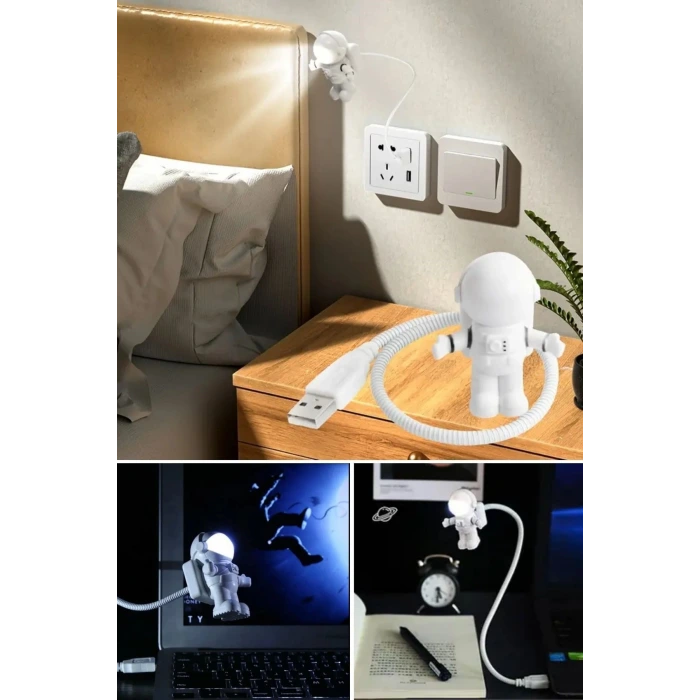 İpek Yıldızı® USB Astronot Gece Lambası, Masa Lambası, Kitap Okuma Lambası Işığı