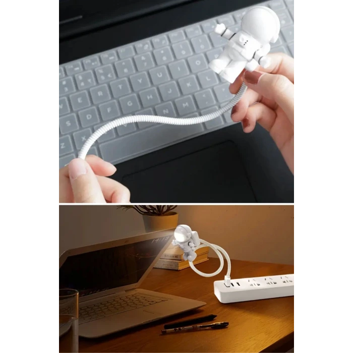 İpek Yıldızı® USB Astronot Gece Lambası, Masa Lambası, Kitap Okuma Lambası Işığı