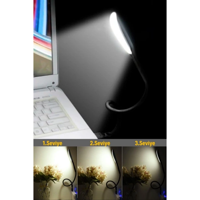 İpek Yıldızı® USB Girişli 14 Ledli 3 Kademeli Dokunmatik Masa/Kitap Okuma Lambası Ledi Siyah