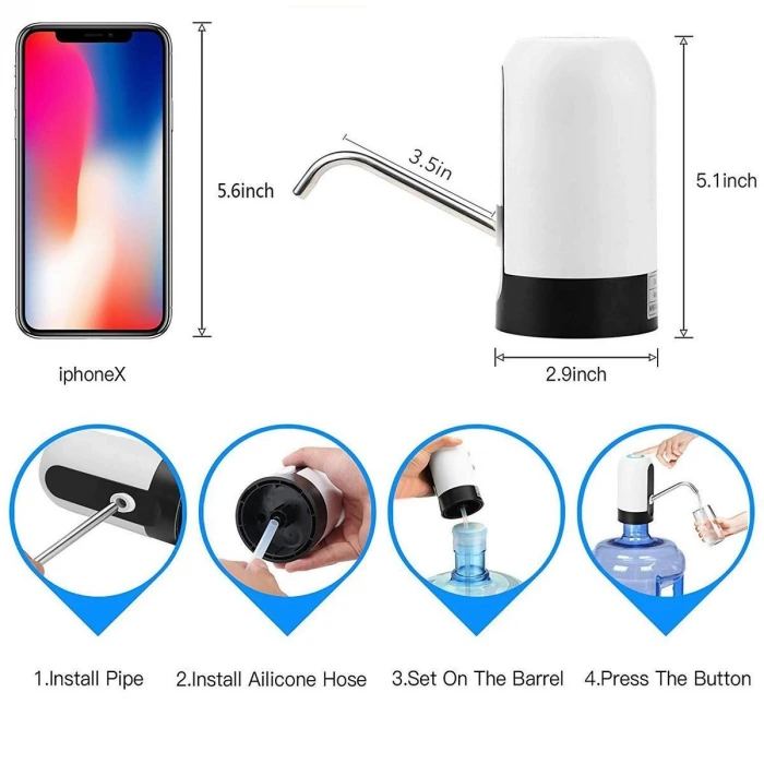 İpek Yıldızı® Usb ile Şarj Edilebilir Elektrikli Otomatik Damacana Su Pompası