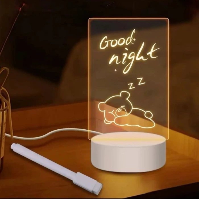 İpek Yıldızı® USB Kablolu Işıklı Kendiliğinden Beyaz Kalemli-Silgili Kreatif 3D Görselleştirme LED Lambası