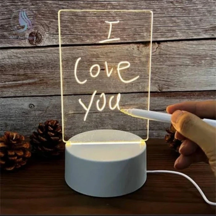 İpek Yıldızı® USB Kablolu Işıklı Kendiliğinden Beyaz Kalemli-Silgili Kreatif 3D Görselleştirme LED Lambası