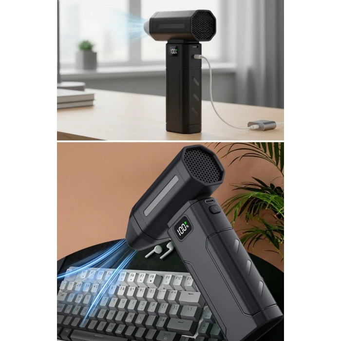 İpek Yıldızı® USB Şarjlı Güçlü Hava Üflemeli Toz Temizleyici Araç İçi, Klavye, PC ve Elektronik Cihaz Temizlik Cihazı X8 Jetfan