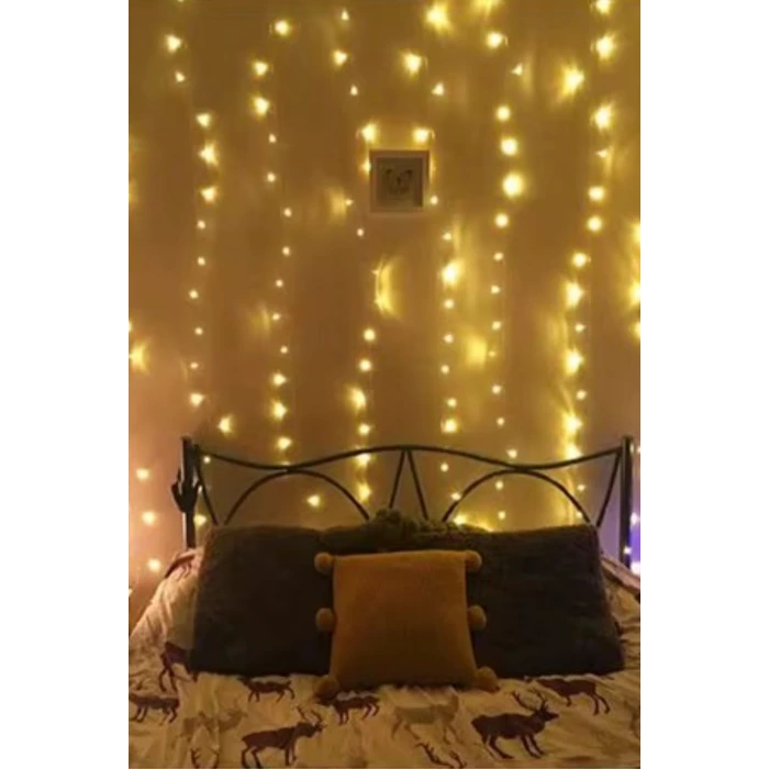 İpek Yıldızı® Uzaktan Kumandalı LED Perdeye Takılabilen Kancalı Işık Usb 3x3 Metre Peri Perde LED