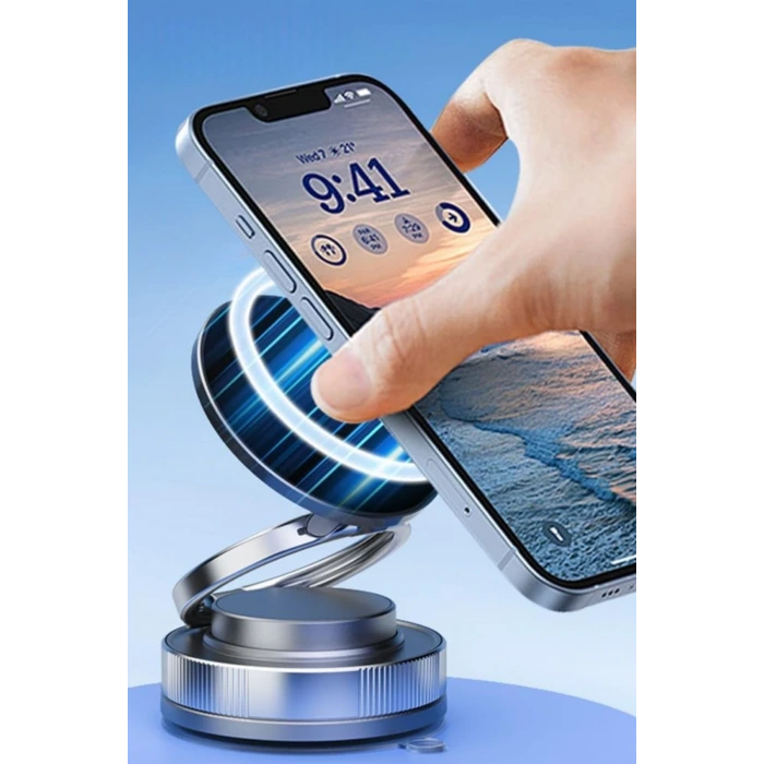 İpek Yıldızı® Vakumlu Manyetik Telefon Tutucu – Güçlü Vakum 360° Döner Araç İçi Telefon Standı, Ultra Sabit Manyetik Destekli Mobil Cihaz Aparatı