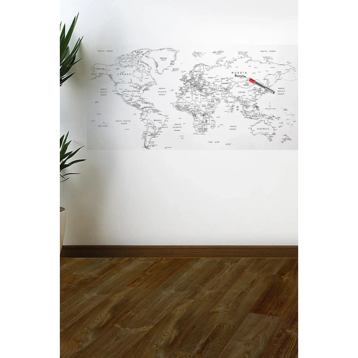İpek Yıldızı® Yazılabilir Dünya Haritası Manyetik Duvar Stickerı 110 x 56 cm