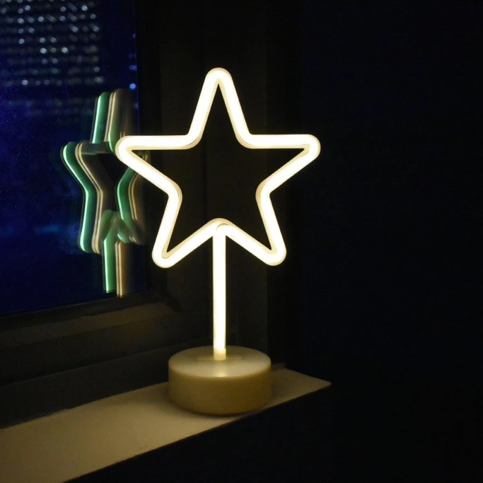 İpek Yıldızı® Yıldız Tasarımlı Neon Led Masa Ve Gece Lambası Dekoratif Işık
