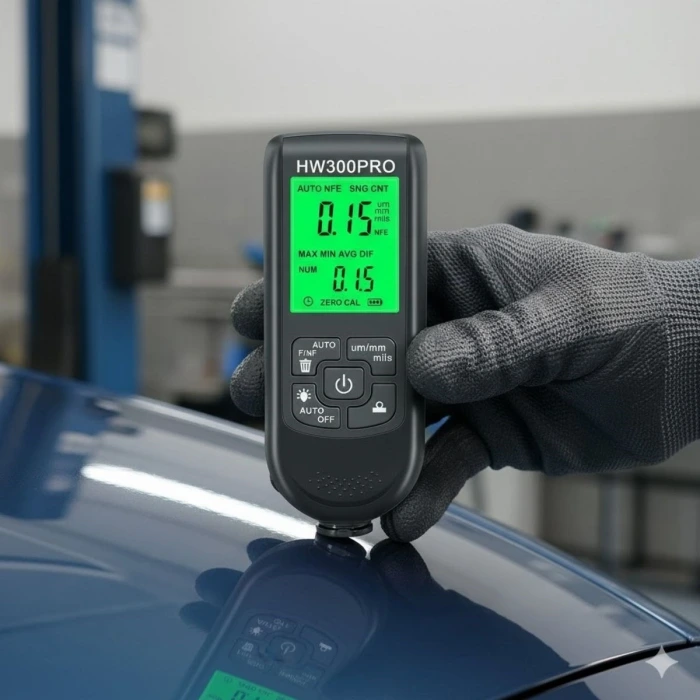 İpek Yıldızı® Yüksek Hassasiyetli Dijital Boya Kalınlık Ölçer – Araç Kaporta ve Endüstriyel Yüzeyler için Yüzey Ölçüm Cihazı