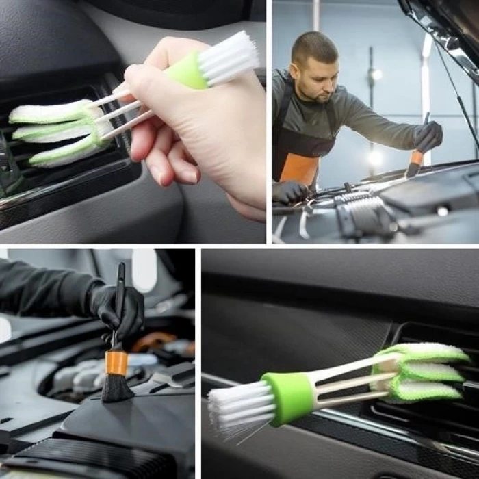 İpek Yıldızı® Yumuşak Kıllı İç Ve Dış Temizlik İçin 5+1 Detaylı Araç Oto Temizlik Bakım Fırça Seti