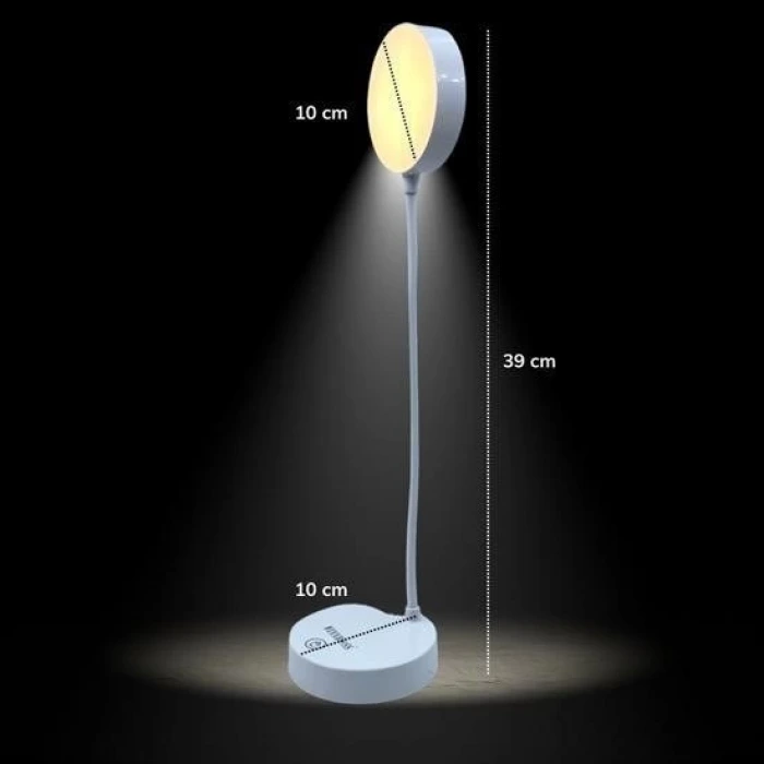 İpek Yıldızı® Yuvarlak USBli Dokunmatik 3 Kademeli 360 Derece  Özel Göz Korumalı Led Lityum Masa Lambası