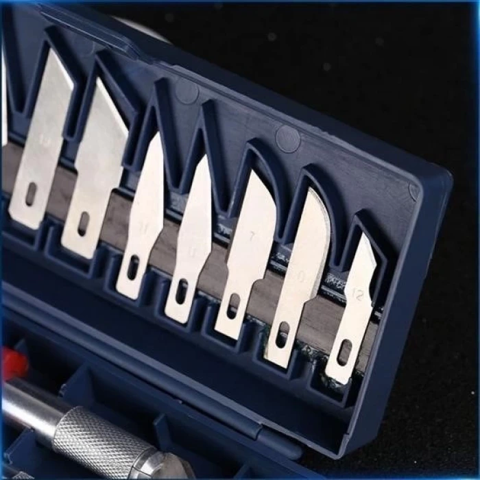 İpek Yıldızı® Zanaat 16 Parça Hobi Gravür Ahşap Heykel Çömlek Oyma Şekil Verme 13 Maket Bıçak Neşter Seti