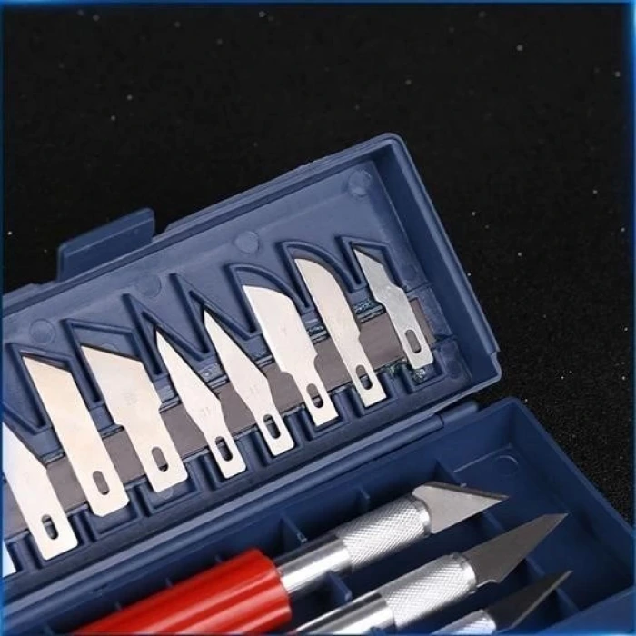 İpek Yıldızı® Zanaat 16 Parça Hobi Gravür Ahşap Heykel Çömlek Oyma Şekil Verme 13 Maket Bıçak Neşter Seti