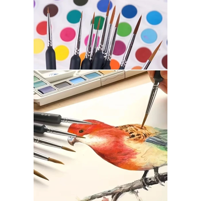 İpek Yıldızı®10 Adet Hobi ve Araba Rötüş Fırça Seti – İnce Detay Boyama, Model Yapımı ve Araç Çizik Giderme İçin Çok Amaçlı Fırça Takımı