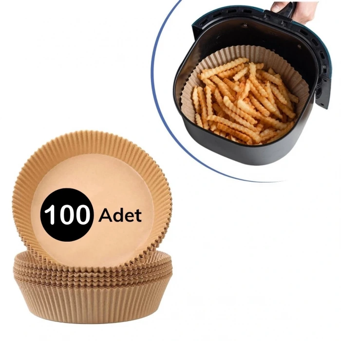 İpek Yıldızı®100 Adet  Air Fryer Pişirme Kağıdı Tek Kullanımlık  Yağlı Kağıdı Yuvarlak Tabak Model