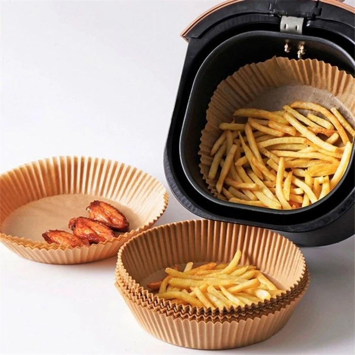 İpek Yıldızı®100 Adet  Air Fryer Pişirme Kağıdı Tek Kullanımlık  Yağlı Kağıdı Yuvarlak Tabak Model