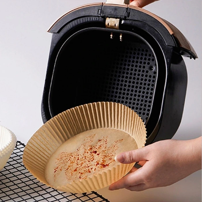 İpek Yıldızı®100 Adet  Air Fryer Pişirme Kağıdı Tek Kullanımlık  Yağlı Kağıdı Yuvarlak Tabak Model