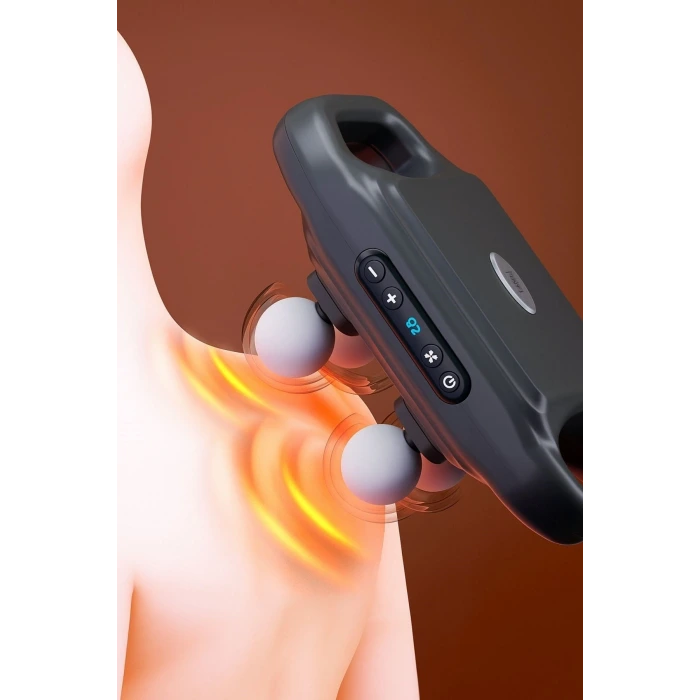 İpek Yıldızı®4 Başlıklı Masaj Tabancası – 12W Derin Doku & Kas Ağrısı Giderici, 20 Seviye & 6 Mod - Siyah