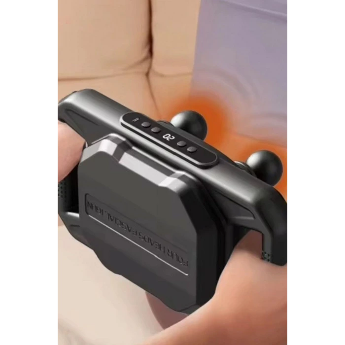 İpek Yıldızı®4 Başlıklı Masaj Tabancası – 12W Derin Doku & Kas Ağrısı Giderici, 20 Seviye & 6 Mod - Siyah