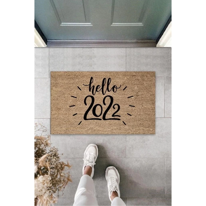 Kahverengi Kapı Önü Paspası Hello  Desen  K-3284