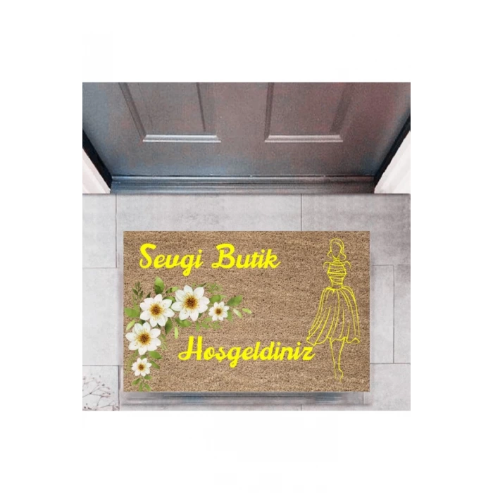 Kapı Önü Paspası Dekoratif Dijital Baskı Butik Hoşgeldiniz P-2445