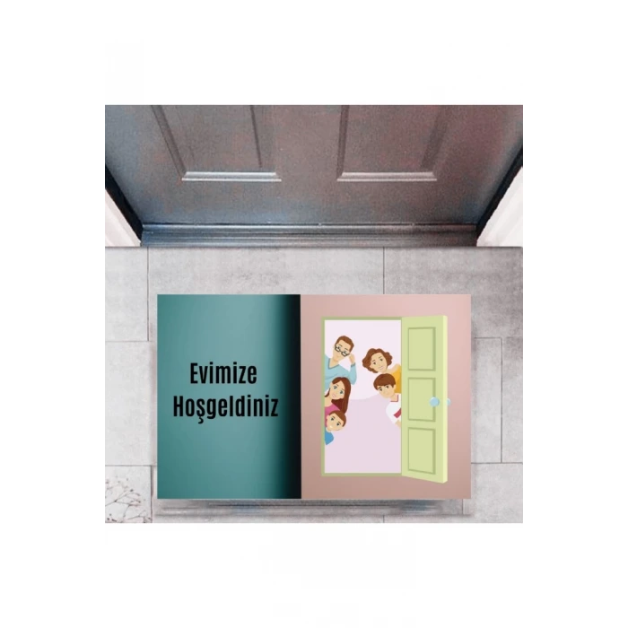 Kapı Önü Paspası Dekoratif Dijital Baskı Evimize Hoşgeldiniz P-2335